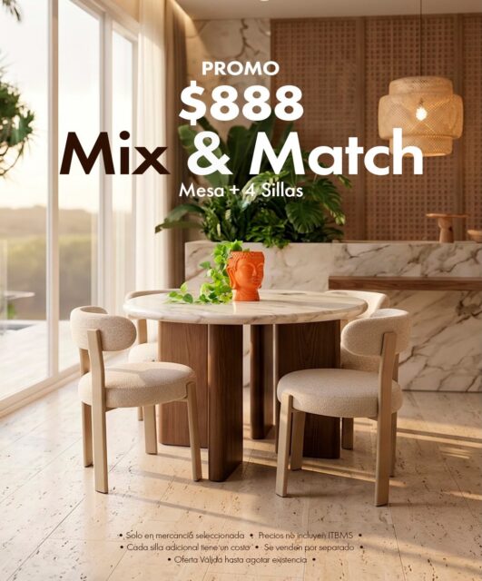 En la mansión Dejavu, nos volvimos locos y creamos una súper Promoción para ustedes😯
COMEDOR + 4 SILLAS EN $888 de nuestro contenedor de OVERSTOCK (Solo en mercancía seleccionada)
Ven y enamorate de oportunidades irresistibles 🥰🥰 disfruta de la calidad en muebles que mereces en la mansión Dejavu tenemos de todo para ti🤩
Precios NO incluyen ITBMS
Cada silla adicional tiene un costo adicional. Se venden por separado, puedes hacer match con una mesa y cualquier estilo de nuestras 4 sillas seleccionadas
Pieza única / oferta valida hasta agotar la existencia
Visítanos en:📍entre la Av. Federico Boyd y Calle 50, Diagonal al Scotiabank, frente a la Fundación Gabriel Lewis Galindo.
Y CONTÁCTANOS a los 📞
Christopher 📲 +507 6948-4846
Edgardo 📲 +507 6944-6091
Anabel 📲 +507 6553-7970
Héctor 📲 +507 6833-1738
Diana 📲 +507 6660-5478
#muebles #mueblesconhistoria #panama #decoracion casas furniture decoration pty muebleriapanama mueblespanama