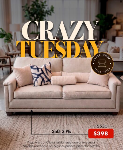 ¡Hoy es martes de Crazy Tuesday en nuestra mansión Dejavu!, aprovecha estas ofertas! 🤩🛋️✨
Ven y enamorate de oportunidades irresistibles 🥰🥰 disfruta de la calidad en muebles que mereces en la mansión Dejavu tenemos de todo para ti 🤩
Los precios NO incluyen ITBMS
Pieza única / oferta valida hasta agotar la existencia
Visítanos en: 📍entre la Av. Federico Boyd y Calle 50, Diagonal al Scotiabank, frente a la Fundación Gabriel Lewis Galindo.
Y CONTÁCTANOS a los 📞
Edgardo 📲 + 507 6342-3466
Christopher 📲 +507 6948-4846
Anabel 📲 +507 6553-7970
Héctor 📲 +507 6833-1738
#panamá #muebleria #furniture #desing decoracion